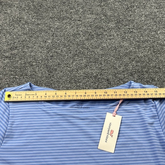 Vineyard Vines Sankaty Dress Womens L Blue Stripe Whale Logo Stretch NWT - Picture 7 of 10